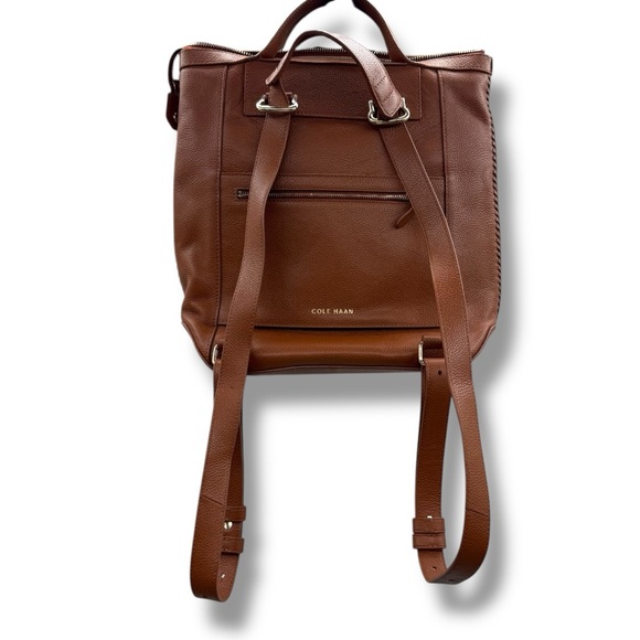 Cole Haan Grand‎ Ambition Convertible Backpack New British Tan Leather Bag Work